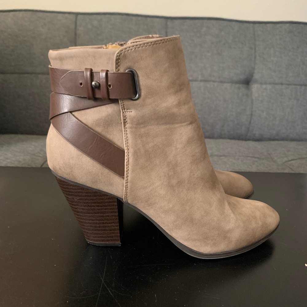 Tan suede booties